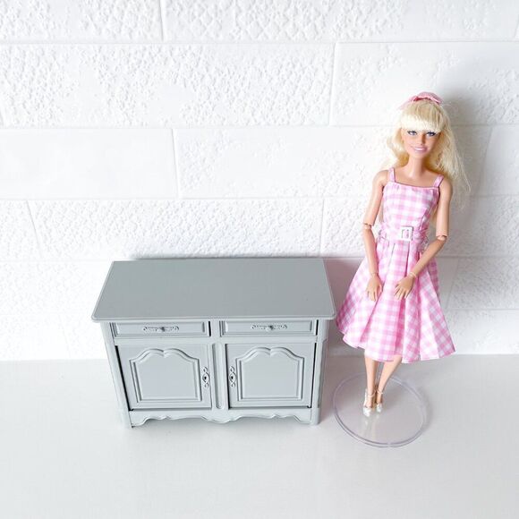 Barbie Miniature Dollhouse Lt Gray French Cabinet Sideboard 1:6 Scale 3D Printed - Picture 5 of 5
